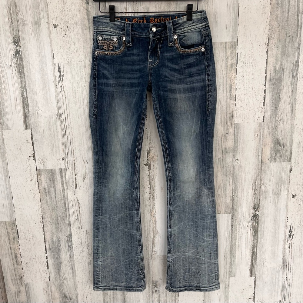 Rock Revival Women’s Betty Boot Cut Jeans Distressed Look Size 26X31